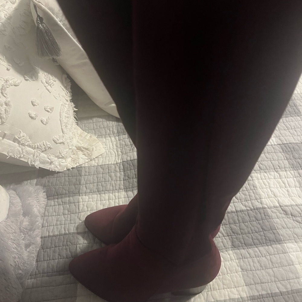 Burgundy Knee-High Boots